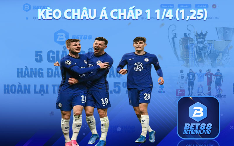 Kèo Châu Á Chấp 1 1/4 (1,25)